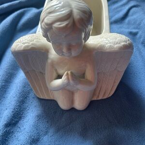 Ceramic Cream Angel Figurine Planter